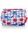 Toiletry Bag - Blue Cherries Print