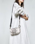 Handmade Leather Shoulder Bag in Snake Print