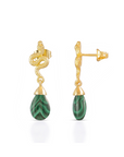 Medusa Small Gemstone Drop Earrings Malachite