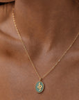 Medusa Gemstone and Snake Motif Pendant: Amazonite