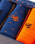 Orange and Blue Sock Box - 3 Pairs of Bamboo Socks (His)