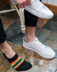 Black Bold Striped "No-Show" Bamboo Socks