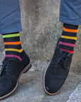 Black Small Striped Bamboo Socks