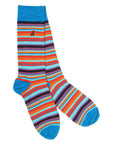 Blue and Red Narrow Striped Bamboo Socks