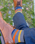 Grey Small Striped Bamboo Socks (Comfort Cuff)