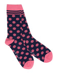 Navy and Pink Polka Dot Bamboo Socks