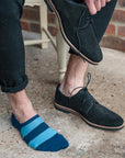 Sky Blue Striped "No-Show" Bamboo Socks