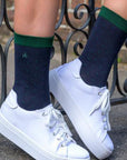 Spotted Navy Bamboo Socks