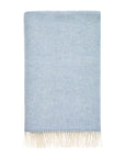 Soft Blue British Merino Wool Throw Blanket