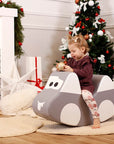 Soft Plush Grey Kids Ride On Car Toy