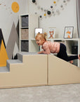 Soft Play Step and Slide Set in Beige and Grey