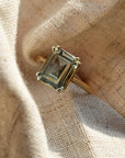 Gold or Silver Green Quartz Ring - Luna