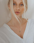 Large Gold Green Quartz Necklace - Giselle