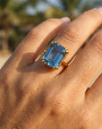 Gold or Silver Ocean Blue Topaz Ring - Bali