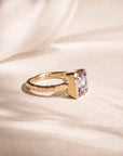 Tidewashed Amethyst Ring - Octagonal Amethyst & Hammered Band