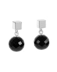 Black Onyx Cube Earrings in Rose Gold and Silver