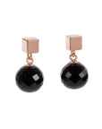 Solid Onyx Earrings - Rose Gold and Silver