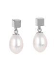 Solid Pearl Drop Earrings in Rose Gold and Silver