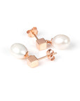 Solid Pearl Drop Earrings - Rose Gold and Silver
