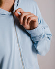 Light Blue Full Zip Soft Fleece Hoodie