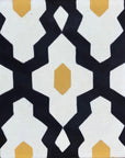 Premium Moroccan cement tiles, yellow and black bathroom kitchen tiles, handcrafted vibrant patterns, luxury high-traffic flooring by Maria Starling Design at brixbailey.com