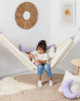 Moonlight Dream Hammock: Soft Lilac Comfort for Boho & Scandinavian Interiors - Handmade & CE Certified by Sówka at www.brixbailey.com