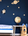 Wooden Wall Decoration - Moon, Saturn, Rocket & 10 Stars