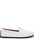 Women's Tyre Sole Penny Loafers, white leather