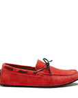 Tyre Sole Laced Driving Loafers, red suede