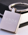 Engraved Square Keychain – Custom Photo Keyring With Mirror Finish & Velvet Pouch