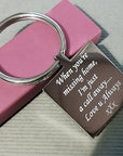 Engraved Square Keychain – Custom Photo Keyring With Mirror Finish & Velvet Pouch