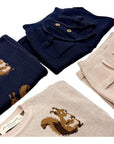 Squirrel Knit Sweater for Kids in Navy