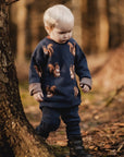 Squirrel Knit Sweater for Kids in Navy