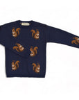 Squirrel Knit Sweater for Kids in Navy