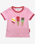Premium organic cotton kids t-shirt with ice cream applique, soft GOTS certified summer top, stylish baby and toddler clothing by Toby Tiger at brixbailey.com