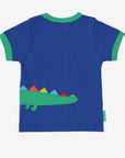 Luxury baby crocodile applique t-shirt, stylish rainbow details, soft organic cotton, snap button closure, best-selling sustainable kids fashion by Toby Tiger at brixbailey.com