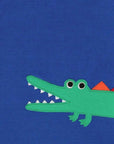 Premium baby crocodile t-shirt with rainbow applique, soft organic cotton, snap neck closure, sizes 3-24 months by Toby Tiger at brixbailey.com