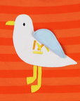 Fun and Playful Striped Organic T-Shirt with Seagull Applique and Hidden Chip Pocket for Babies and Toddlers by Toby Tiger at brixbailey.com