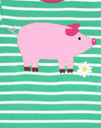 Premium Striped Pig Design Organic Cotton Baby T-Shirt with Snap Buttons, Soft and Eco-Friendly by Toby Tiger at brixbailey.com