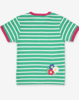 Premium Striped Pig Applique Organic Cotton Baby T-Shirt with Snap Buttons, Soft and Eco-Friendly by Toby Tiger at brixbailey.com