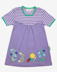 Organic Kids T-Shirt Dress with Floral Appliques and Striped Top for Spring, 100% GOTS Certified Cotton by Toby Tiger at brixbailey.com