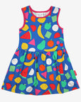 Organic Cotton Kids Summer Dress with Vibrant Fruit Print - Watermelon, Banana, Lemon, Apples, Pears - Toby Tiger Design by Toby Tiger at brixbailey.com