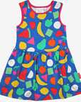Organic Cotton Summer Dress for Kids with Vibrant Fruit Print - Watermelon, Banana, Lemon, Apples, Pears - Toby Tiger Design by Toby Tiger at brixbailey.com