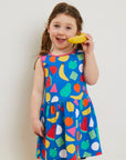 Organic Cotton Kids Summer Dress with Vibrant Fruit Print - Watermelon, Banana, Lemon, Apples, and Pears - Toby Tiger Design by Toby Tiger at brixbailey.com