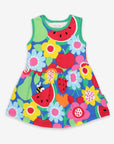 Stylish Summer Dress with Fruit and Floral Print in Soft GOTS Certified Organic Cotton by Toby Tiger at brixbailey.com