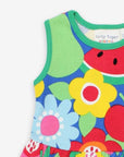 Stylish Summer Dress with Fruit and Flower Print, GOTS Certified Organic Cotton, Comfortable and Breathable by Toby Tiger at brixbailey.com