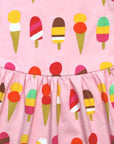 Organic Cotton Summer Dress for Kids with Ice Cream Print, Full Skirt and Soft Fabric by Toby Tiger by Toby Tiger at brixbailey.com