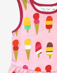 Organic Cotton Summer Dress for Kids with Ice Cream Print, Full Skirt and Soft Fabric by Toby Tiger by Toby Tiger at brixbailey.com