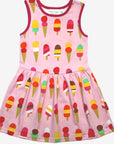 Organic Cotton Summer Dress for Kids with Ice Cream Print, Full Skirt and Soft Fabric by Toby Tiger by Toby Tiger at brixbailey.com