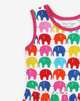 Colorful Elephant Print Summer Dress in Soft Organic Cotton with Toby Tiger Design by Toby Tiger at brixbailey.com